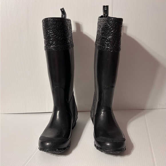 BOGS #52323 ANNE black tall waterproof rain boots women size 7 - Picture 3 of 13